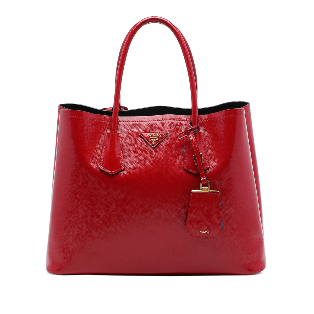 Pre-Loved Prada Medium Saffiano Vernice Double Satchel